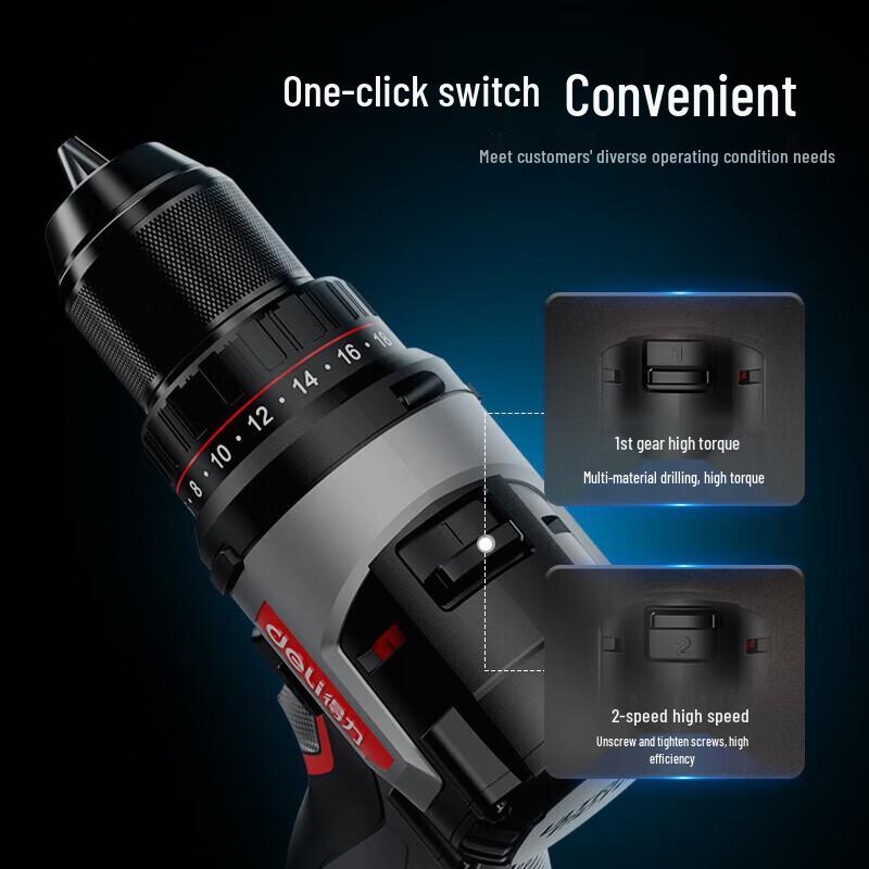 Deli 16V Brushless Cordless Drill