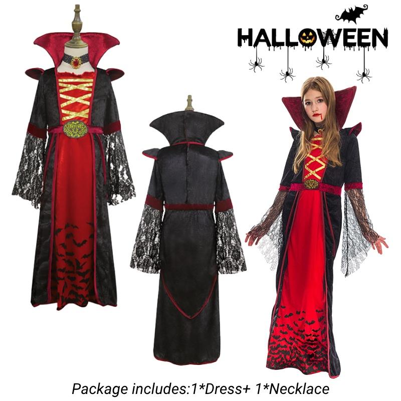 Girls Halloween Vampire Costume Spooky Cosplay Outfit For Dance