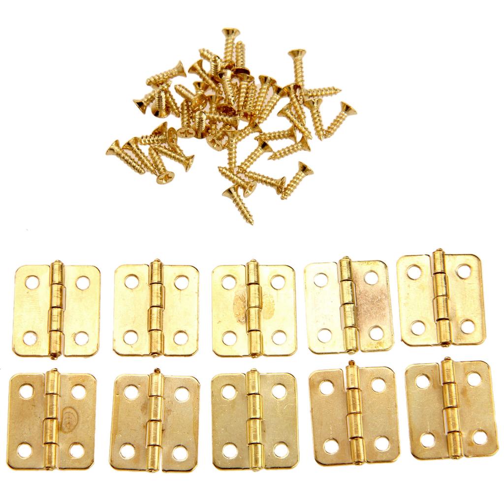 10Pcs Antique Door Cabinet Luggage Furniture Hinges Jewelry Wood Boxes Hinge Home Decoration w/Screw 18*16mm Bronze/Silver/Gold