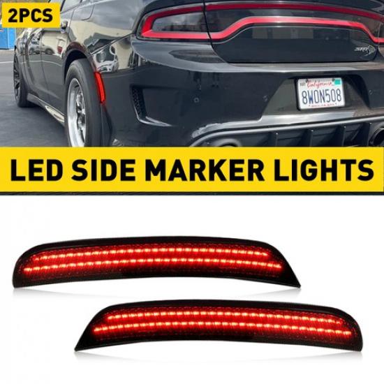 4X Smoked Front Rear LED Side Bumper Marker Lights For Dodge Charger 2015-