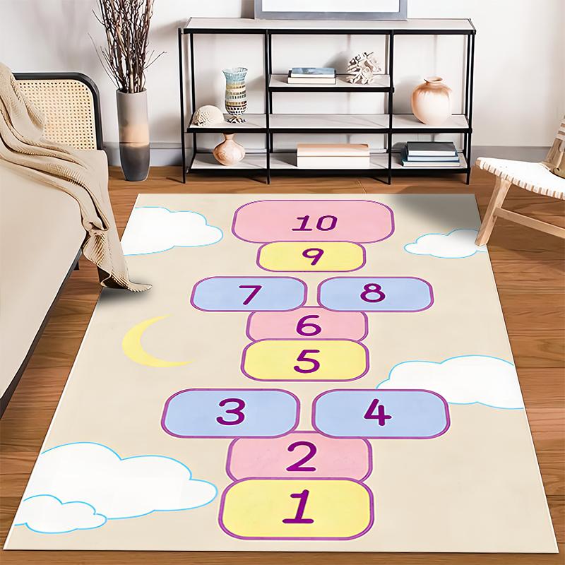 Colorful Hopscotch Game Design Rug Non-slip rug suitable for living room and bedroom sofas.