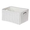 Black White Lines Canvas Storage Basket Decorative Organizing Bin with Handles Rectangular Recycled Polyester Easy Clean Home