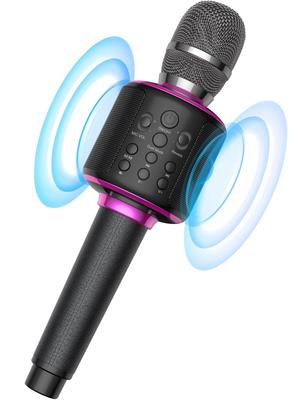 Новый беспроводной микрофон MetFut Karaoke Bluetooth, идеально подходящий для караоке, со встроенным аккумулятором   емкостью 3000 мАч, эхо, дуэтом, вокальный, кожаный, с TF-картой, чехол для хранения
