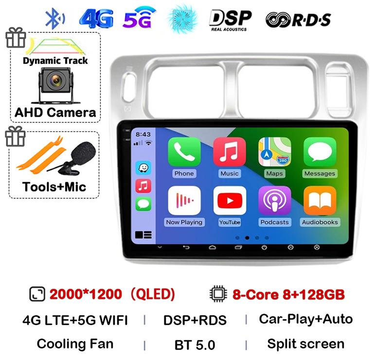 Android 14 беспроводной авто Carplay для Mitsubishi Pajero iO 1998-2007 автомобильный радиоприемник GPS навигация 4G WIFI мультимедийный видеоплеер DSP