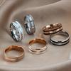 Rose Gold Striped Couple Stainless Steel Ring Wide Version Simple Personality Ring Jewelry