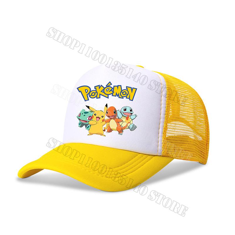 Pokemons Baseball Cap Anime Cartoon Printed Sunshade Peaked Caps Kids Adult Summer Breathable Sunhat Cute Boys Girls Mesh Hats