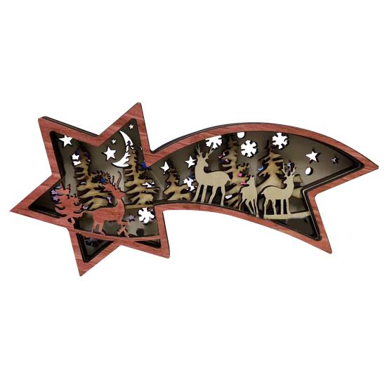 3D деревянная резьба светодиодный ночник резной олень рождественская елка снежинка лампа рождественский настольный светильник