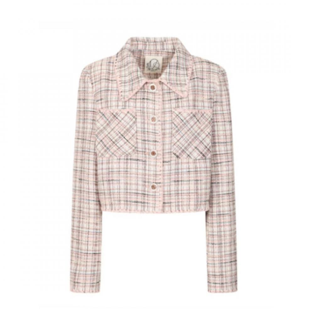 Leshop Collar Tweed Crop Jacket