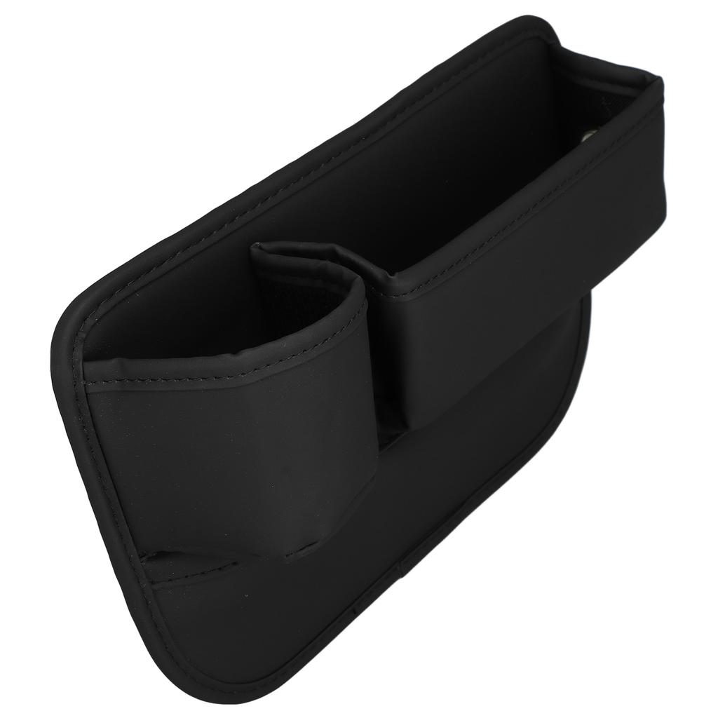 Car Seat Filler Storage Bag with Phone and Cup Holder Multifunctional PU Leather Side Seat Crevice Organizer Black
