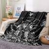 1Pc Skull Satan Print Flannel Blanket, High quality Comfortable for All Seasons, Home Decor, Warmth and Comfort, Perfect for Christmas Gifts