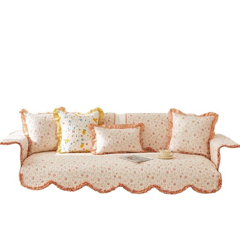 Корейский Свежий Четырехсезонный Универсальный Маленький Цветочный Тканевый Чистый Хлопок Диванная Подушка Нескользящая Подушка для Сиденья Хлопковое Полотенце для Сиденья Дивана