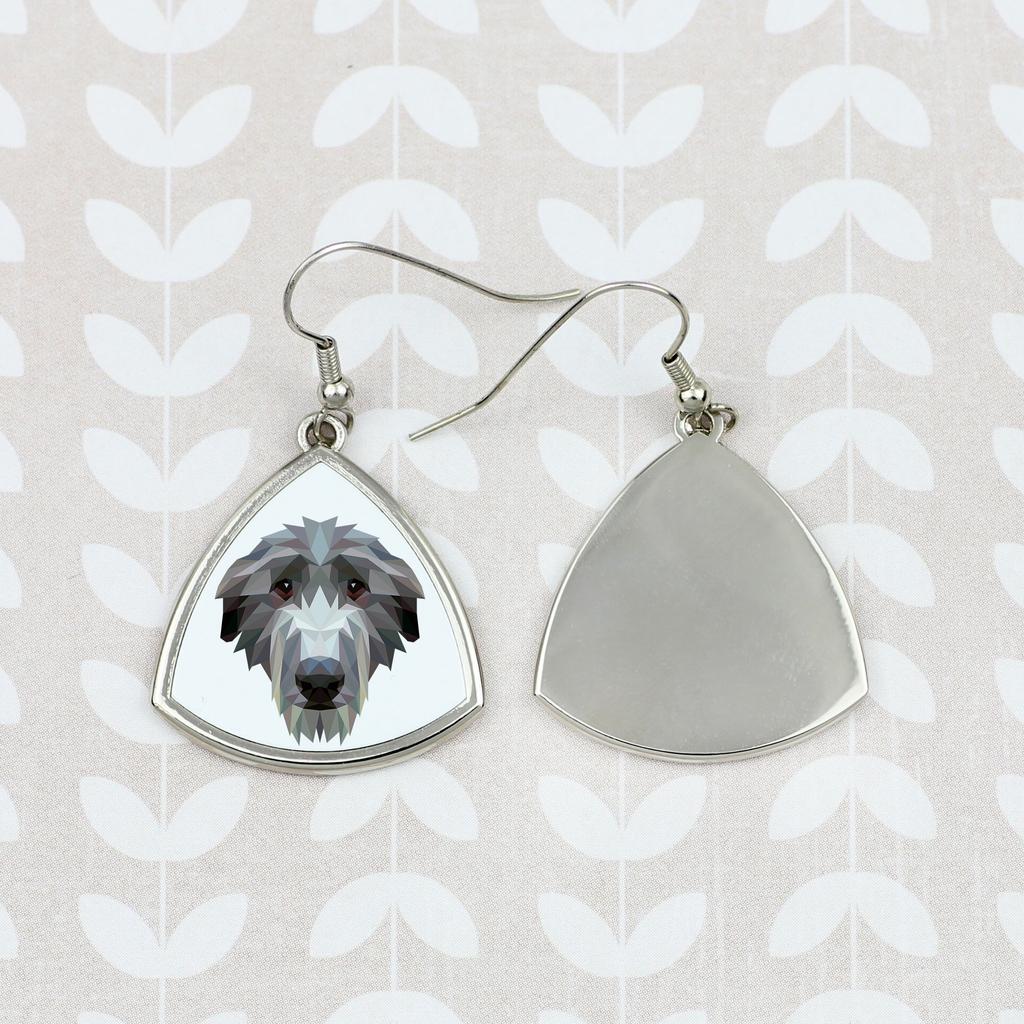 Chart Szkocki, Deerhound -Kolczyki Ze Zdjęciem I Napisem Geometryczne Pies Art-Dog
