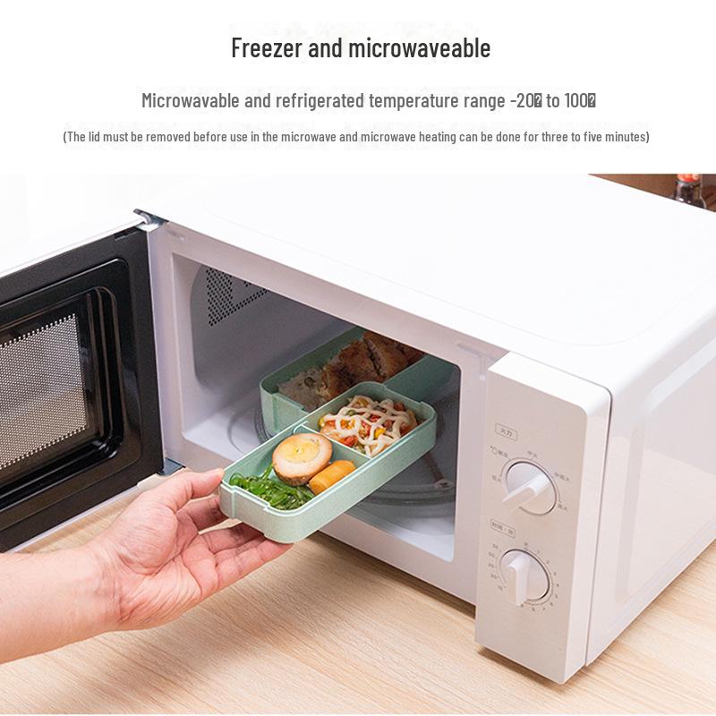 Ланч-бокс из пшеничной соломы, пригодный для использования в микроволновой печи, с посудой для здорового питания