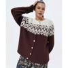 Womens Vintage Fair Isle Knit Cardigan Sweater Loose Fit Winter 2026 Geometric Wool Blend