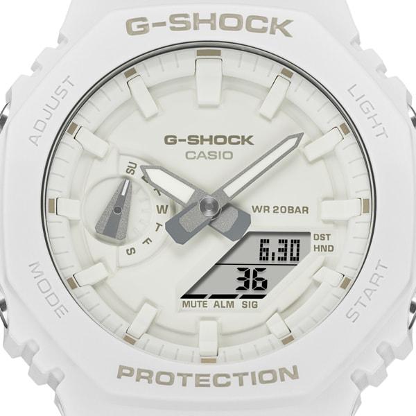 Casio Мужские часы G-SHOCK GA-2100-7A7JF [серия G-SHOCK TONE-ON-TONE] круглые белые цифровые аналоговые