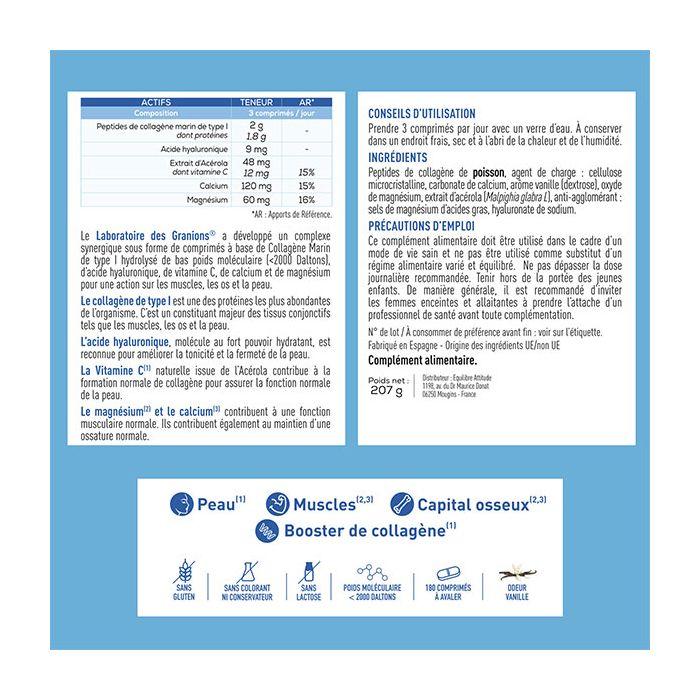 Granions Collagène Marin – Collagène Comprimés Acide Hyaluronique Format 2 Mois