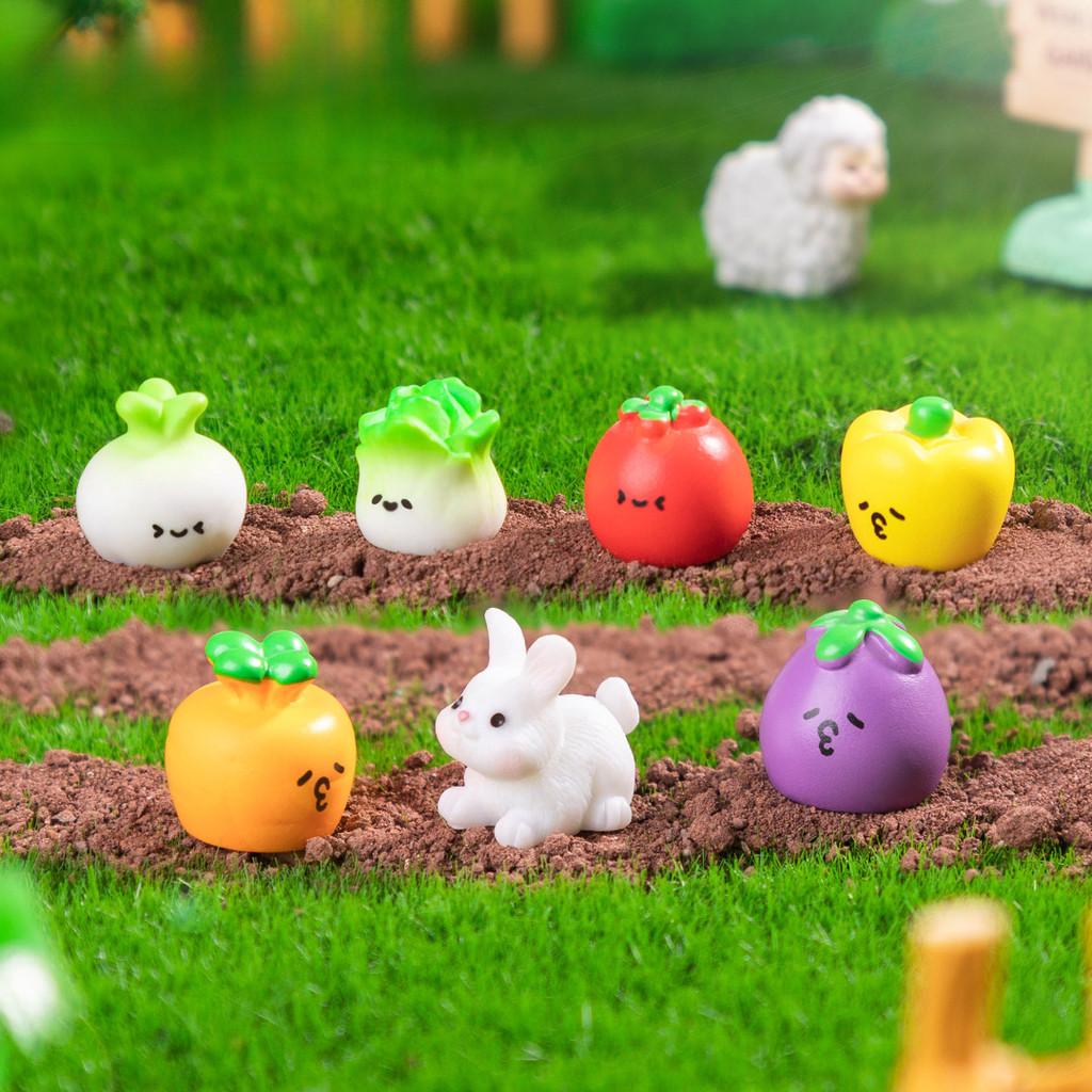 11Pcs Mini Cartoon Vegetable Doll Miniatures Resin Ornaments Fairy Garden Decoration Moss Terrarium Micro Landscape