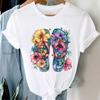 (Asian Size) Women Casual Trend Lovely Cute 90s Short Sleeve T Shirt Tee Top Clothing Fashion Print Lady Female Graphic T-shirts
