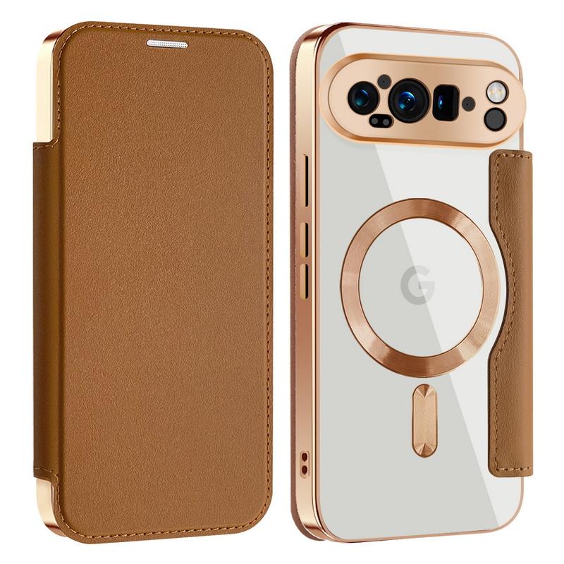 Деловой кожаный флип-чехол для карт MagSafe Slim Case для Google Pixel 9 Pro XL 8A 7A Прозрачный ударопрочный магнитный чехол для телефона