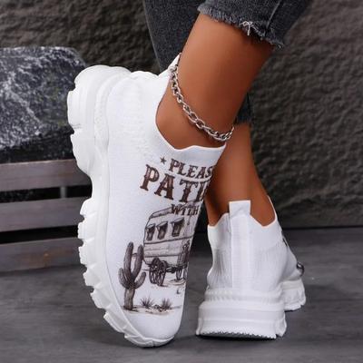 2025 Женская обувь Слипоны Женские вулканизированные туфли С принтом Повседневные Большого размера Легкие Удобные Дышащие Кроссовки