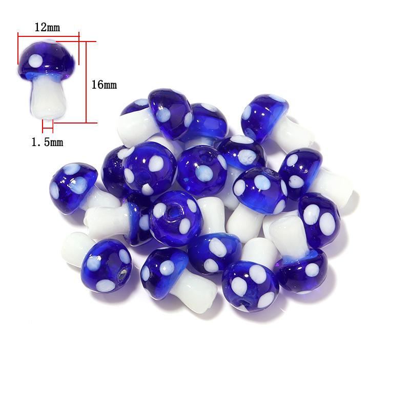 10-20Pcs 16x12mm Liuli Silica Lampwork Mushroom Beads Colourful Loose Glass Beads For Needlework DIY Jewelry Making Accessories