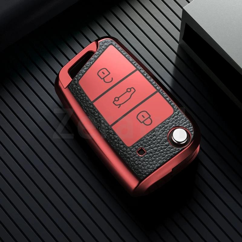 Чехол для ключа автомобиля для Vw Golf 7 Gti Polo T-Cross T-Roc Touran Tiguan Skoda Octavia Rapid Kodiaq Fabia Seat Ibiza Leon Ateca Arona