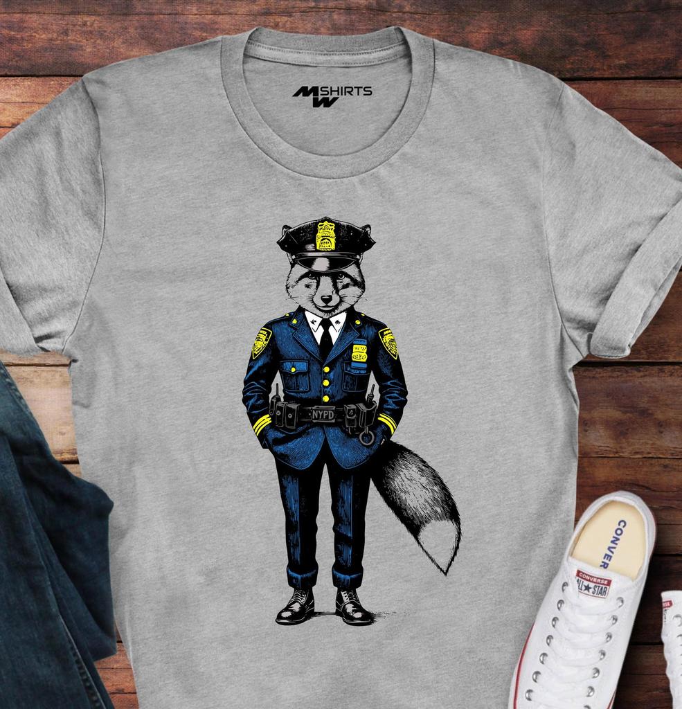 Vintage Fox Police Uniform T-Shirt: Animal Lover Gift