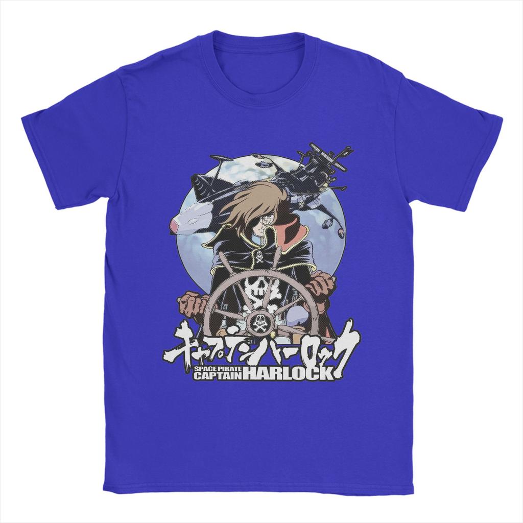 Space Pirate Captain Harlock Albator T Shirts for Men 100% Cotton Vintage T-Shirts O Neck Tees Short Sleeve Clothes Plus Size