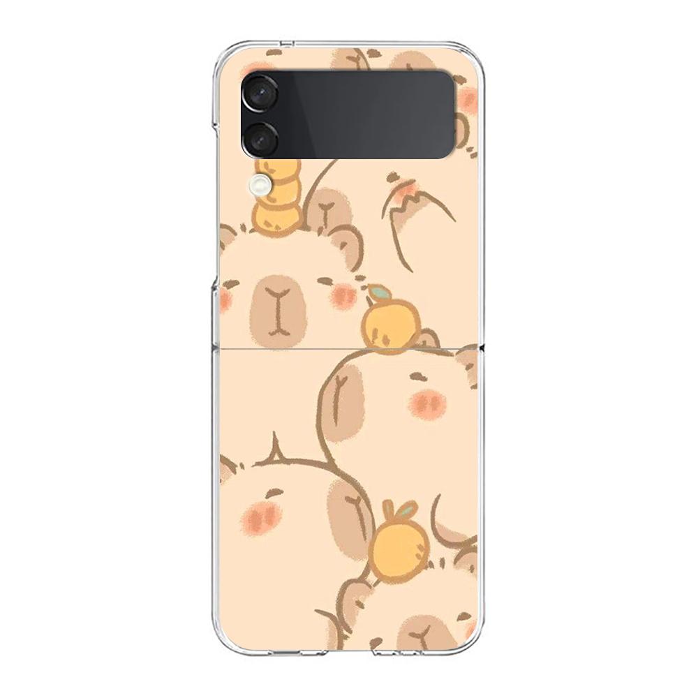 Мультяшная пара капибар Чехол для телефона для Samsung Galaxy Z Flip 3 4 5 Жесткий складной ПК Для Samsung Z Flip 6 Чехол