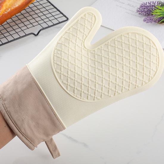 1Pc/2Pcs Silicone Gloves Thick Oven Insulation Heat Resistant Anti-Scalding Quilted Design Anti-scald Gloves