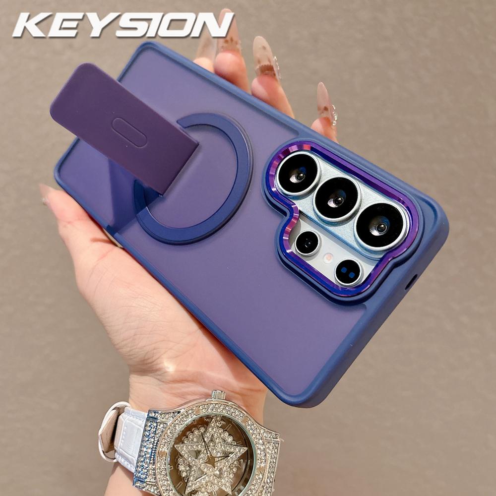 KEYSION Ударопрочный матовый полупрозрачный чехол-подставка для Samsung Galaxy S26 Ultra 5G S26+ Plus с поддержкой беспроводной зарядки, задняя крышка телефона