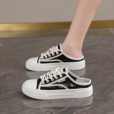 CRLAYDK женские кружевные повседневные туфли-сабо Comfort 2024 Летние туфли-лодочки с открытой спиной для ходьбы Шлепанцы с закрытым носком Кроссовки для отдыха