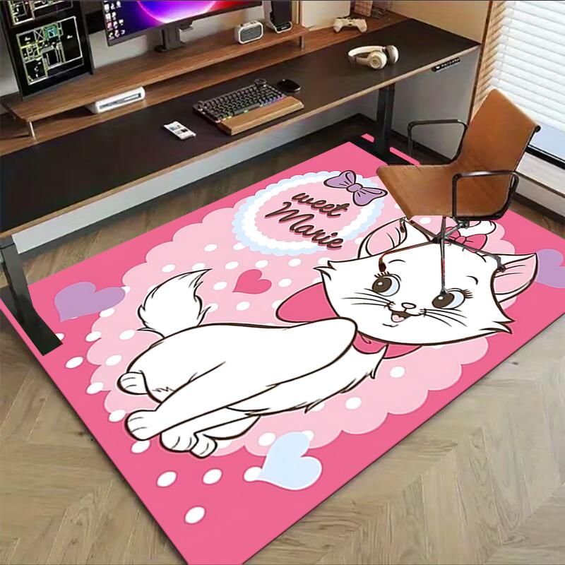1pc Adorable White Kitten Carpet for Playroom Bedroom Living Room Sofa Home Decor,kids Game Area Rug Non-slip Floor Mat Y728137