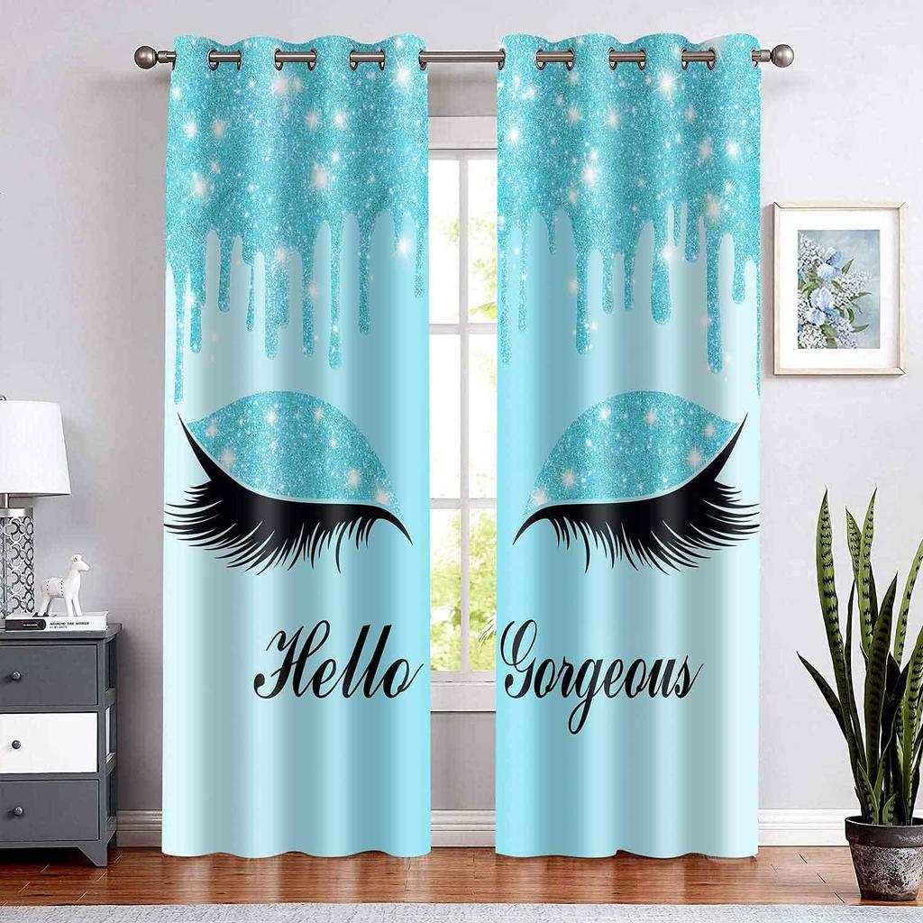 Hello Gorgeous Unicorn Eyelash Print Curtain for The Bedroom Custom,Suitable for Decor Curtains Living Room
