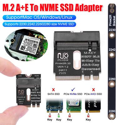 Переходник NGFF A+E-Key (папа) на NVME M-key (мама) Удлинитель A/E Key на M Key Карта-переходник PCIE 4.0 для материнской платы ноутбука SSD 2280