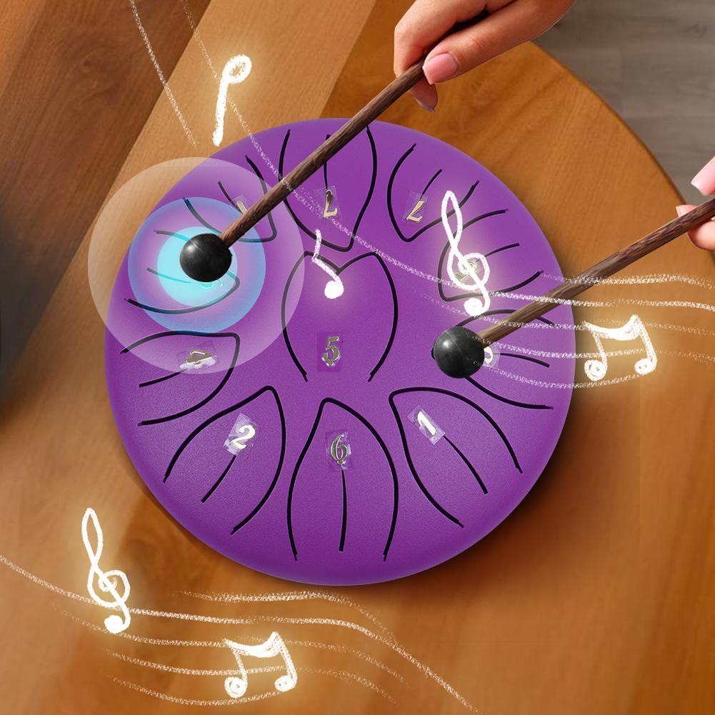 6-дюймовый 11-нотный стальной язычковый барабан с барабанными палочками, молоточками, медиаторами, ударными инструментами, барабаном Sound Healing, ручными барабанами