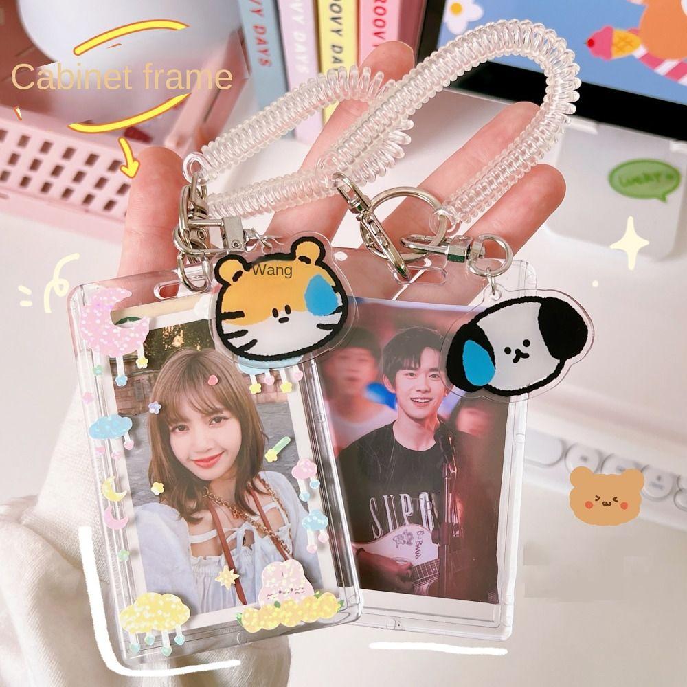 С брелоком Kpop держатель для фотокарточек Прозрачные держатели для карточек на еду Держатель для удостоверения личности Студенческие принадлежности