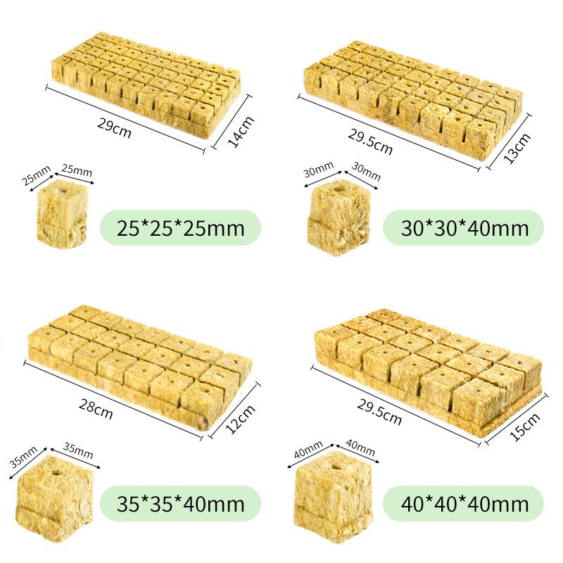 Large Rock Wool Seedling Blocks for Soilless Cultivation, 7.8 pH, 50x50x40 Size