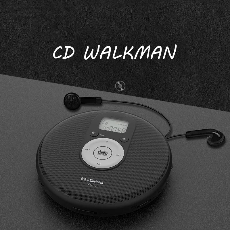 Портативный CD-плеер с Bluetooth, разъемом для наушников, ЖК-дисплеем, компактный CD-плеер Walkman, поддерживает питание переменного/постоянного тока