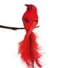 2Pcs Clip-On Artificial Red Birds with Glitter Feather Simulation Feather Birds Home