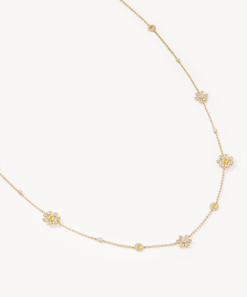 Lola Rose Daisy Citrine Cubic Layered Chain Necklace
