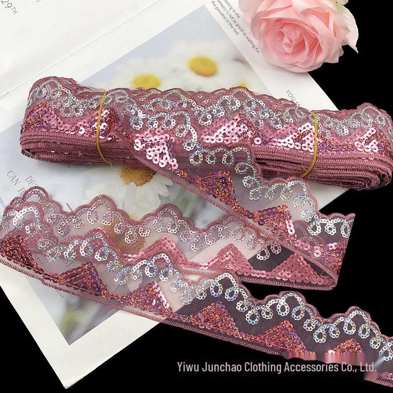 Готовая к использованию сетчатая занавеска с вышивкой пайетками и треугольной кромкой из пайеток