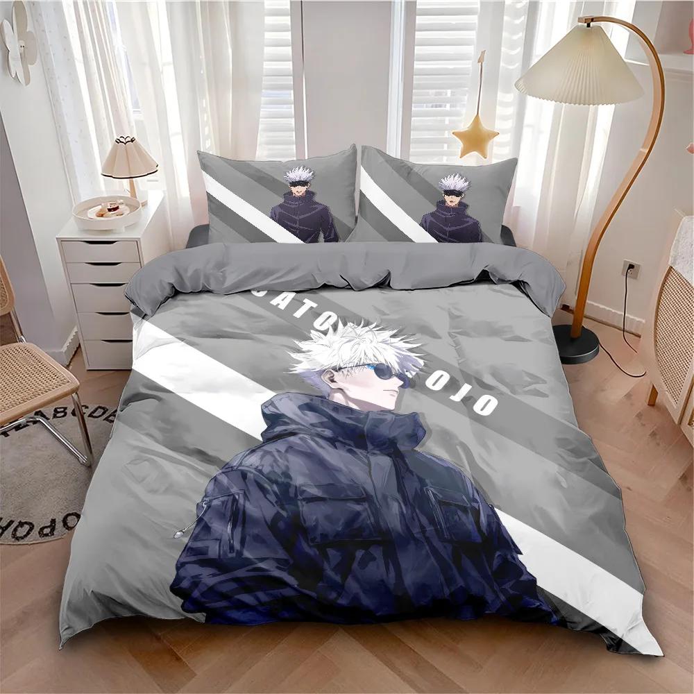 3D Print Gojo Satoru Bedding Set Cartoon Itadori Yuji Duvet Cover Set Bed Set Aldult Kid Bedroom Single Twin Full Queen King
