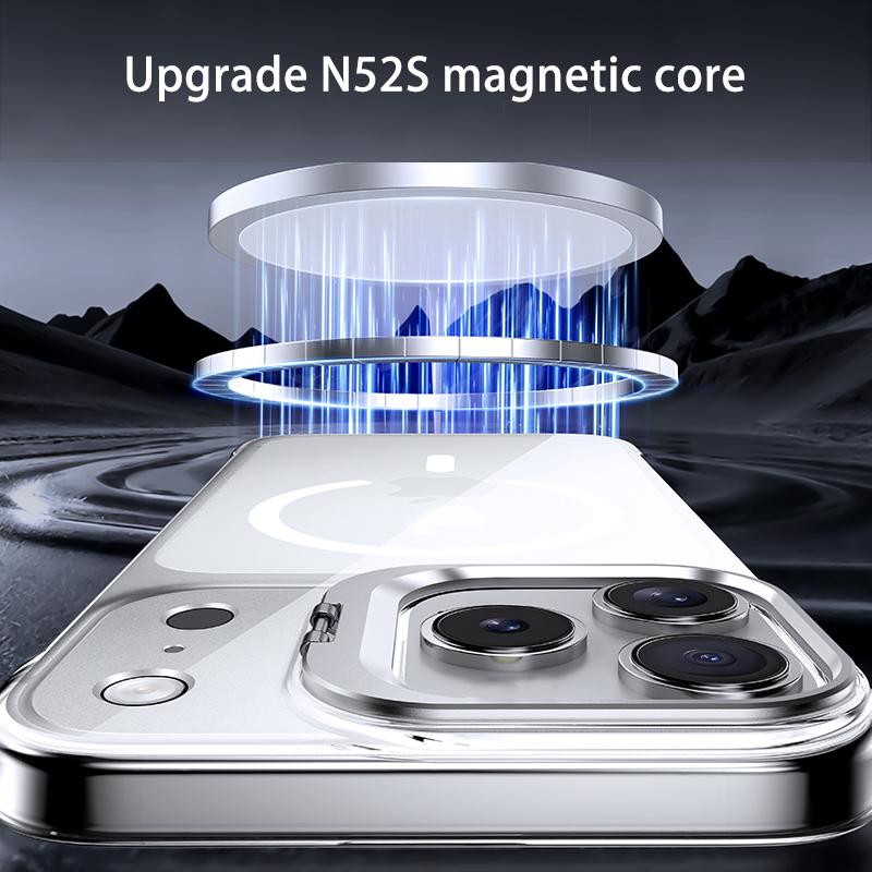 Ультратонкий прозрачный чехол-держатель без рамки для IPhone Air 17 16 15 14 13 Pro Max Магнитный прозрачный держатель для линзы Жесткая крышка