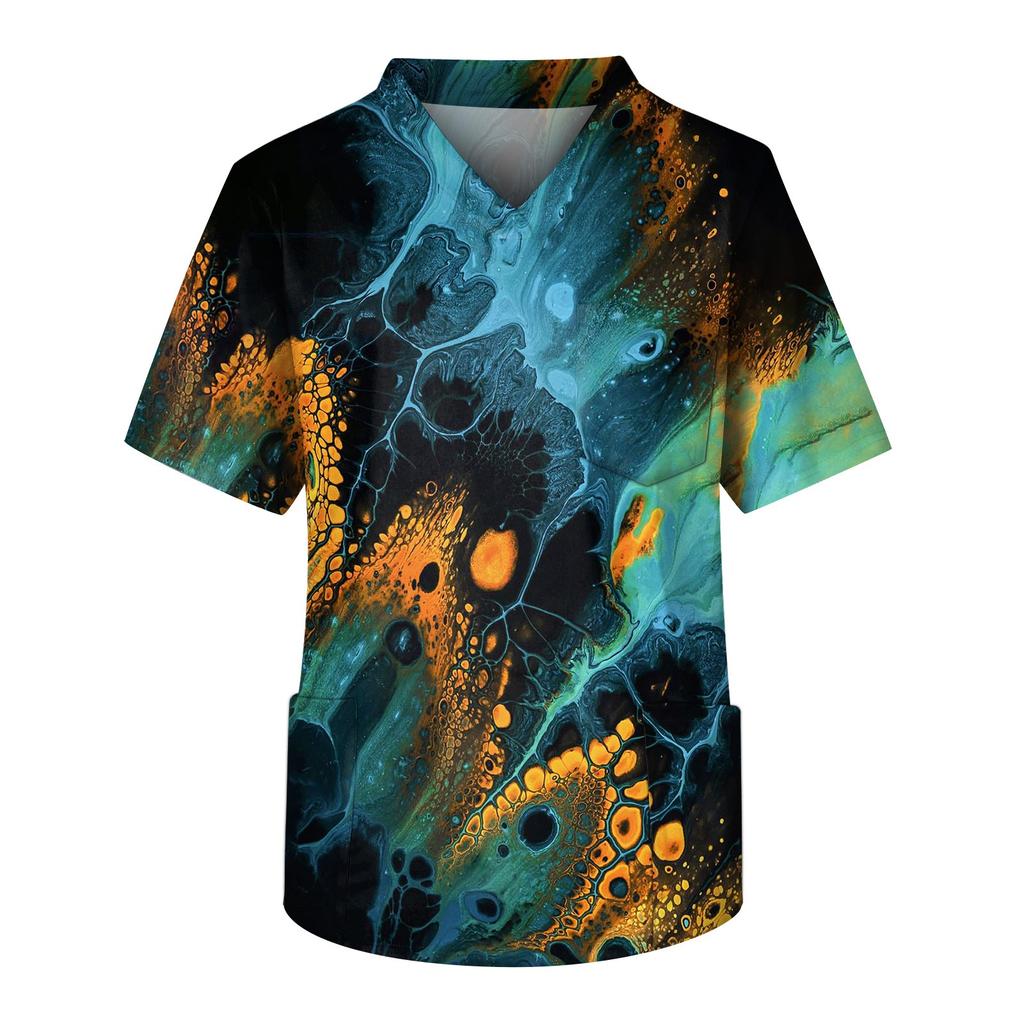 Мужской топ с коротким рукавом и V-образным вырезом с принтом нагрудного кармана