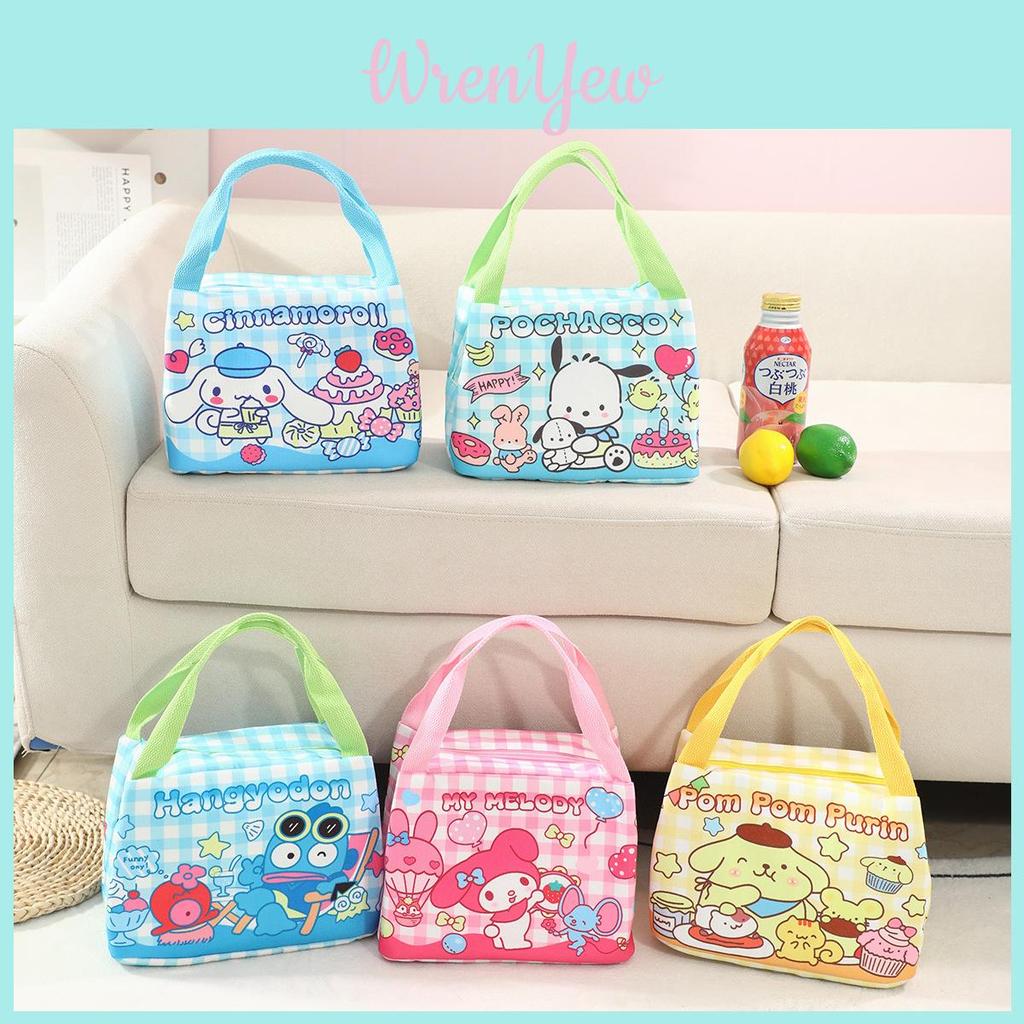 Kids Cartoon Kuromi Melody Print Lunch Bag Insulated Canvas For School And Daily Use
