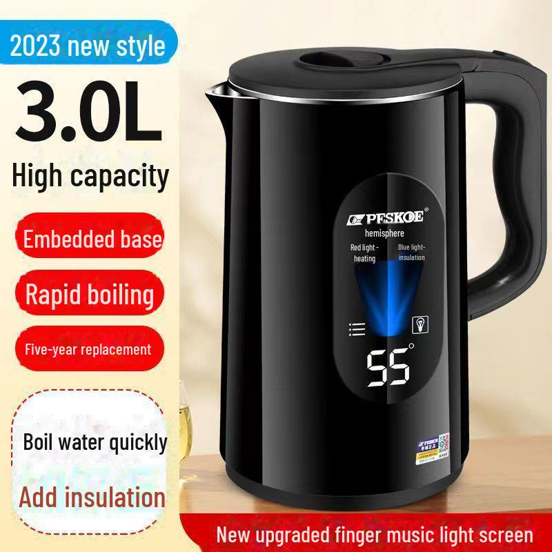 Электрический чайник Hemisphere 3.0L: Быстрое закипание, сохранение тепла, большая вместимость, автоматическое отключение, защита от ожогов, идеально подходит для общежитий.