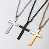 Fashion Stainless Steel Cross Pendant Necklace Unisex Punk Hip Hop Link Chain Charm Jewelry for Boys Girls Cool Gift