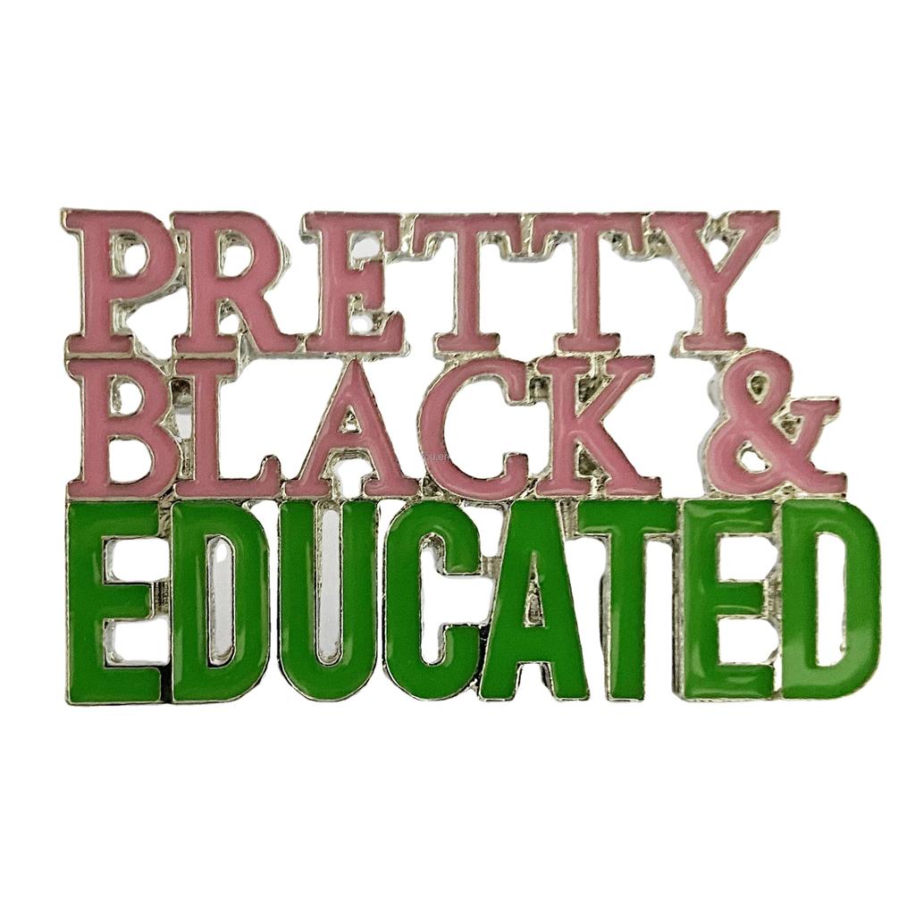 Pretty Black and Educator Pink Green Greek Alpha AKA Sorority Enamel Letters Brooch Gifts Sisterhood Pin Jewelry