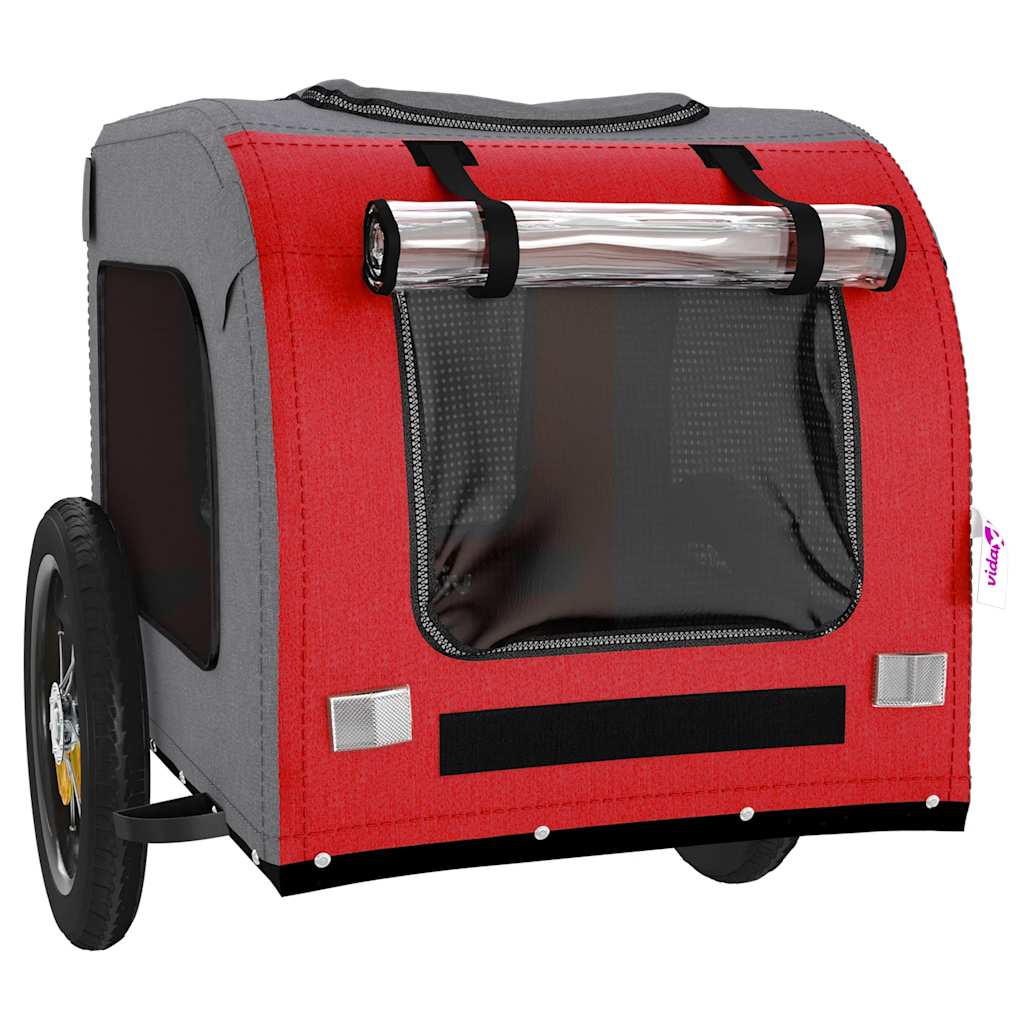 Bicycle Trailer for Dogs Red and Gray Oxford Fabric and Iron